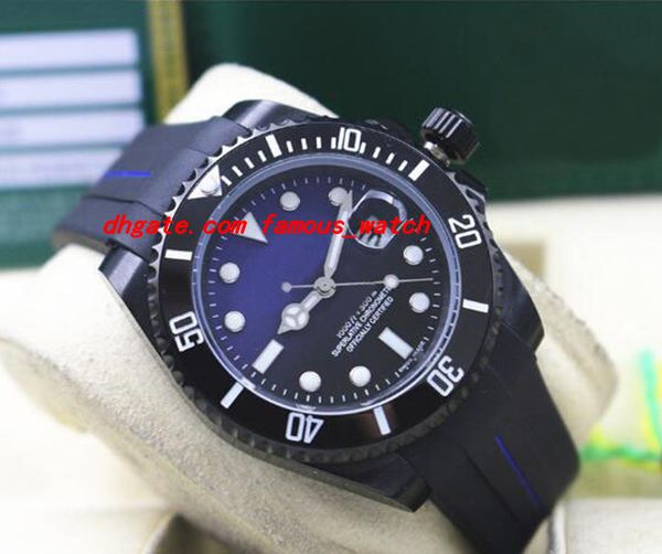 

luxury wristwatch rubber bracelet pvd coating ceramic black/blue dial #116610 40mm automatic movement men watches new arrival, Slivery;brown