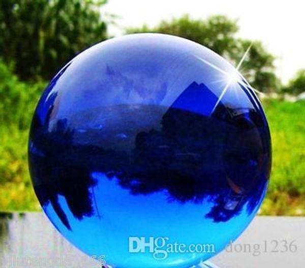 Neue natürliche Quarz Blue Magic Crystal Healing Ball Sphere 80MM+Stand