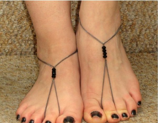 

мода сексуальные женщины кристалл лодыжки браслет цепи пляж ног сандалии ножные браслеты ювелирные изделия, серебро /золото, Red;blue