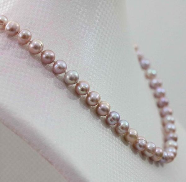

new natural purple 7-8mm pearl necklace 18 inch 925 silver clasp