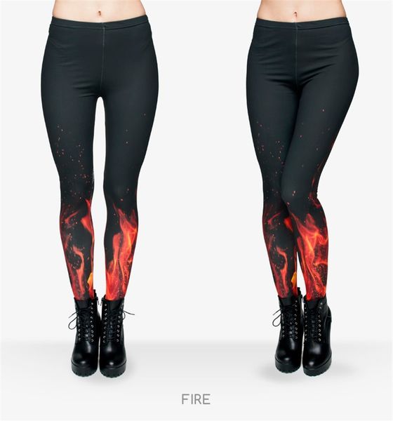 

women sport leggings 3d full print girl leggins elastic tight fitting pants slim fitness pencil trousers lwdk8-06 wrf, Black