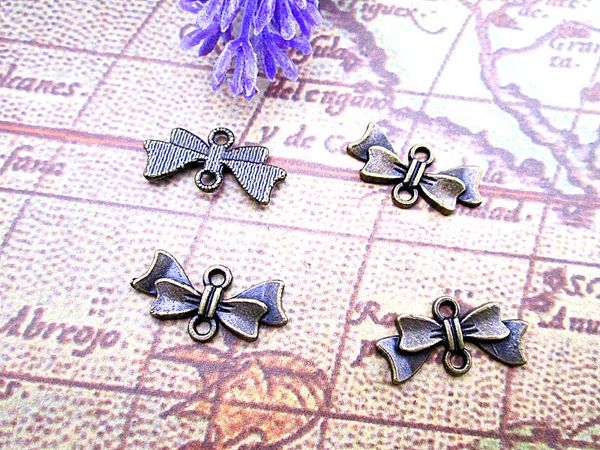 

45pcs--bow connector charms pendants bronze tone 20x10mm, Bronze;silver