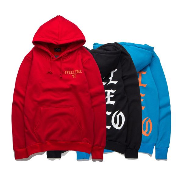 

wholesale-new men's winter hoodies i feel like pablo kanye west hip hop overcoat casual sweatshirt with hood men street clothes, Black