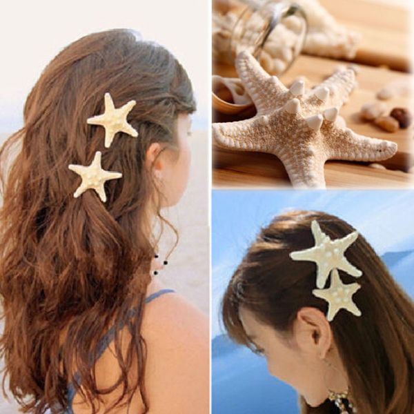 Bonito Único Estrela Do Mar Das Mulheres Meninas Elegantes BELEZA Estrela Do Mar Hairpin Grampo de Cabelo 2 pcs # T701