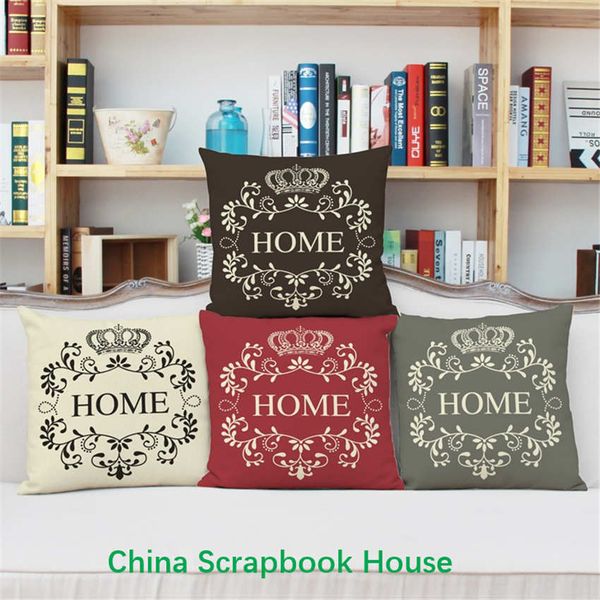 

wholesale- panfelou 45*45cm super comfortable environmental crown word leaves pillow case for livingroom bedroom settee