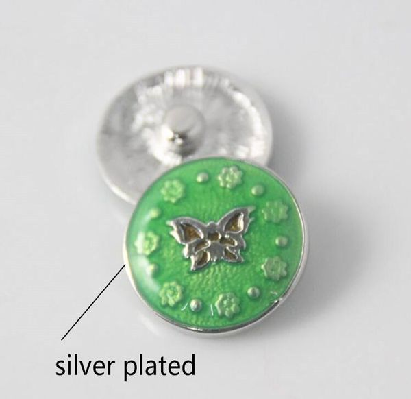 

30pcs green butterfly button 18-20mm snap button fit leather bangles bracelet charm button jewelry, Bronze;silver