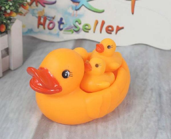 Baby Shower Toy, Borracha Ducky Duckie aniversário favores Gift (1set = 1big mãe pato + 3small patos)