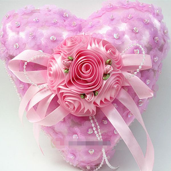 

wedding ring pillow favors red pink white purple color with pearl flower decorations fascinator favor new arrival hot