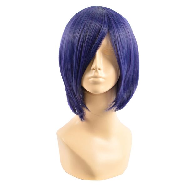 

new halo cortana purple short bob straight anime party hair wigs, Black;brown