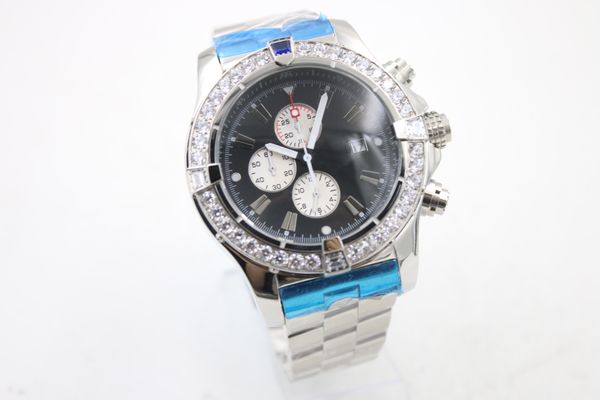 

luxruy brei quartz os watch men 1884 black dial stainless band watch montre homme, Slivery;brown