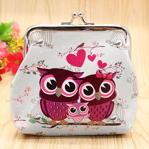

wholesale- women retro owls small mini change wallet hasp clutch coin storage purse bag, Red;black