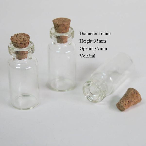 

Продвижение 20 x 3mlTiny маленький прозрачный пробки стеклянные бутылки флаконы для с