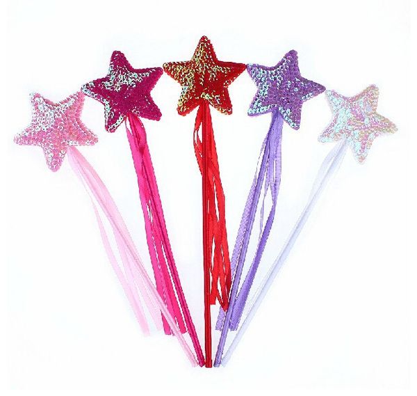 

wholesale-angels princess star sequin ribbon rod sticks magic wand colors assorted