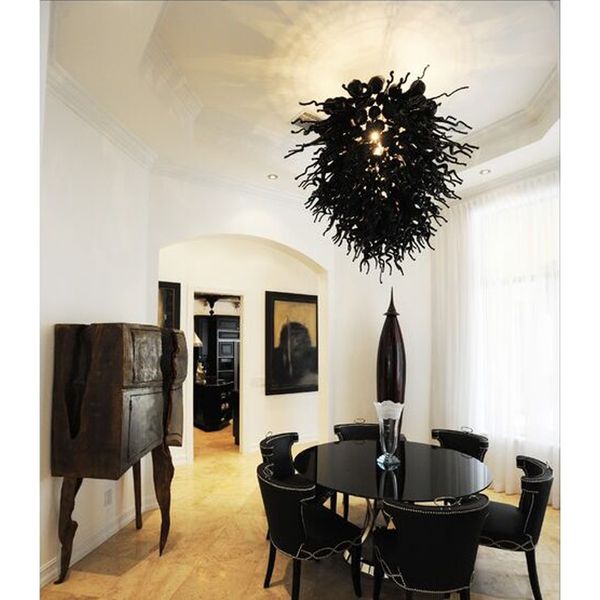 

100% handmade blown glass black chandelier l villa decor murano glass vintage chandelier glass pendant lamps