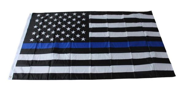 4 tipi 90 * 150 cm BlueLine USA Bandiere della polizia 3x5 piedi Sottile linea blu Bandiera USA Bandiera americana nera, bianca e blu con occhielli in ottone