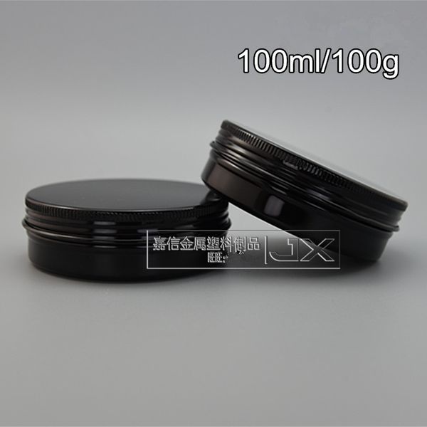 

wholesale- 60 x 100ml classic black aluminum tins 100g upscale hair cream jar wholesale