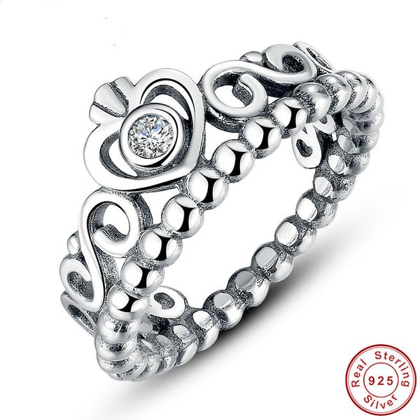 

925 sterling silver my princess queen crown engagement ring with clear cz authentic sterlingsilverjewelry3320135, Golden;silver