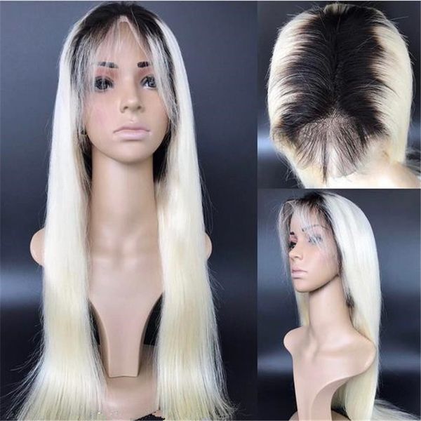Platinum Blonde Human Hair Wig 1b 60 Silk Straight Virgin