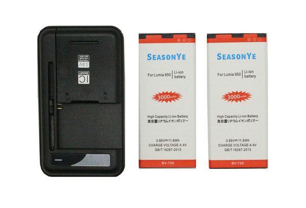 

Seasonye 2x 3000mAh BV-T5E / BVT5E / BV T5E Replacement Battery + Universal Charger For Microsoft Lumia 950 RM-1106 RM-1104 RM-110