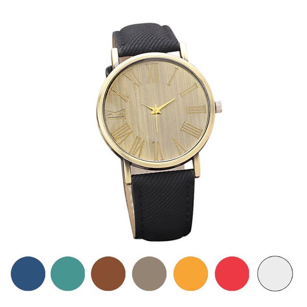 

design retro watch denim quartz watches gofuly woman watches, Slivery;brown