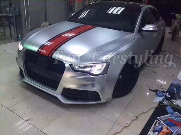 

silver metallic matte chrome vinyl wrap with air bubble full car wrap body covering film styling foil 1.52*20m/roll (5ftx66ft