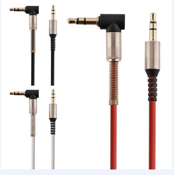 1 m 3,5 mm flexibles Aux-Audiokabel, vergoldet, 90 Grad rechtwinkliges Netzkabel, Stereo, für iPhone, Auto, Kopfhörer, Tablet-PC