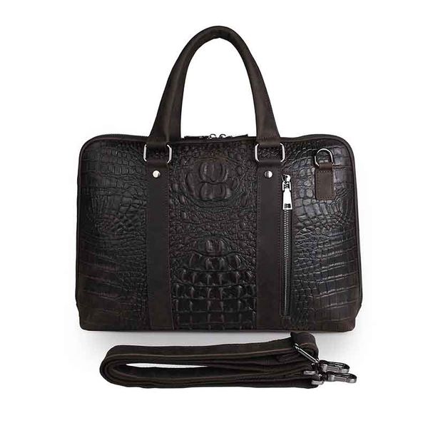 

new high-end luxury men's white-collar business handbag leather first layer leather briefcase high-grade crocodile pattern business mes