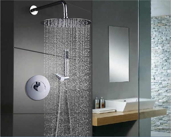 

10" Brass Round shower rainfall shower With brass Handheld in-wall mounted concealed installation shower set 6023A