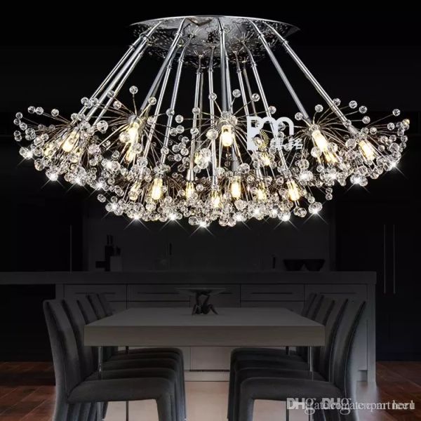 

k9 кристалл подвесной светильник 1 6 12 13 15 17 19 светодиодов глава творческий одуванчик led хрустальные люстры droplight современный мини