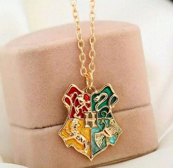 

wholesale- potter anime hogwarts school badge movie harry necklace pendant collier femme ethnique collares mujer anime erkek bayan kolye, Silver