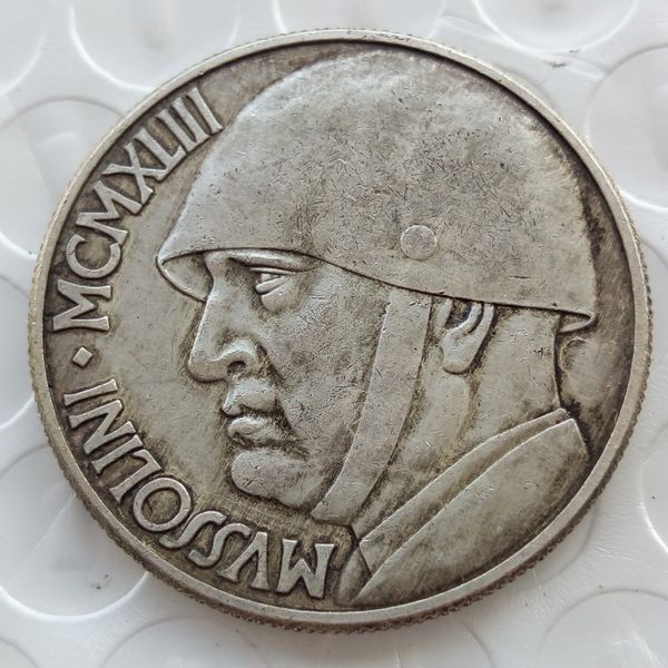 Italien 20 Lire 1928 und 1943 2 Stück Medaille Kopie Münzen Messing Handwerk Ornamente Replik Münzen Heimdekoration Zubehör