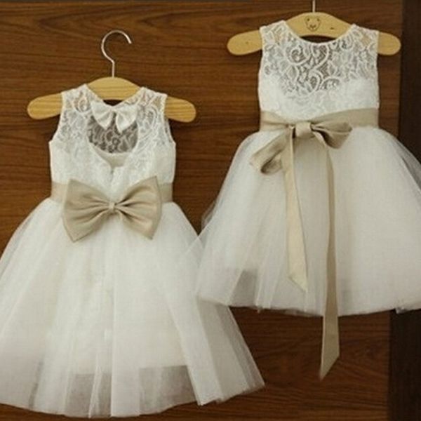 

new flower girl dresses with bow sashes wedding party communion pageant dress little girls kids/children dress for wedding, White;blue