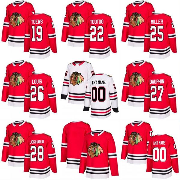 

2017-2018 Season 19 Jonathan Toews 22 Jordin Tootoo 25 Drew Miller 26 Anthony Louis Chicago Blackhawks Custom Hockey Jerseys