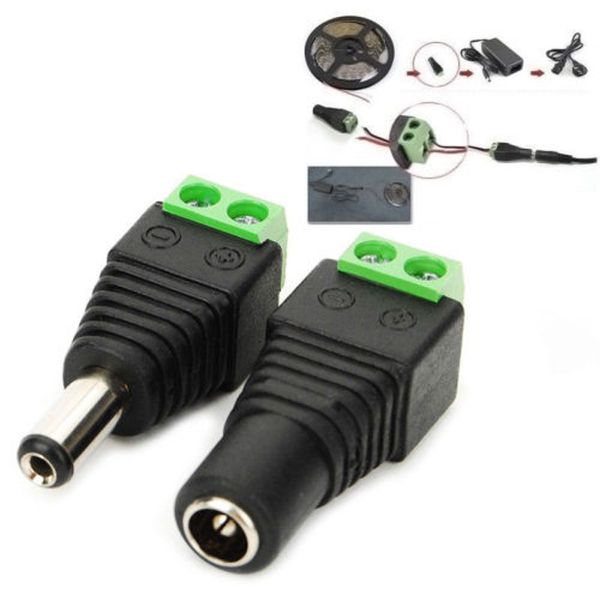 

2.1mm x 5.5mm DC Power Female & Male Jack Adapter Cable Plug Connector For CCTV / 5050 3528 LED Strip Light