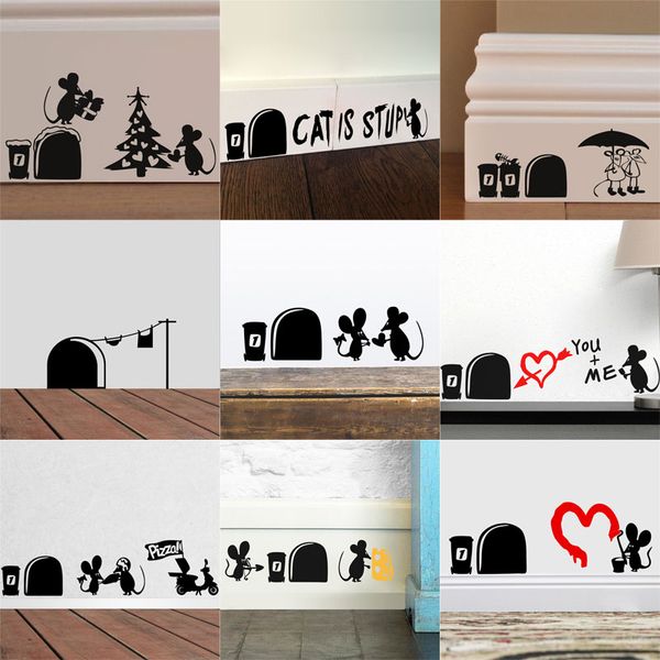 

cute funny 3d cartoon mouse holes home wall sticker wall decor children room decor diy vinyl sticker decal