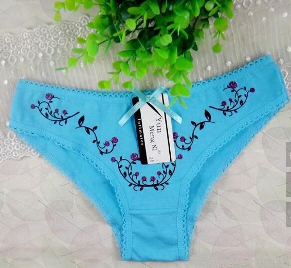 

new fine underwear women panties print cotton briefs low waist, Black;pink