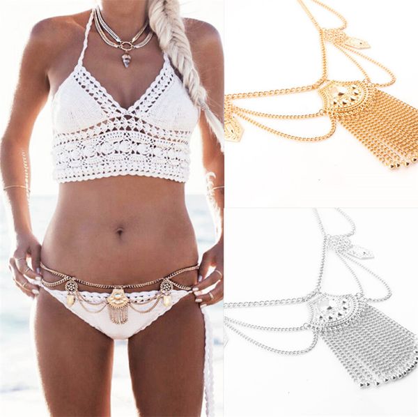 

bohemian ethnic waist chain tassel bikini body chain coins statement jewelry for women boho turkish body jewelry 2017 wholesale, Silver