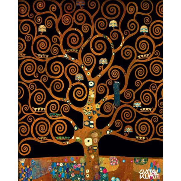 Famose arti di Gustav Klimt sotto l'albero della vita, dipinti a olio dipinti a mano, riproduzione su tela per la decorazione della parete della stanza del caffè