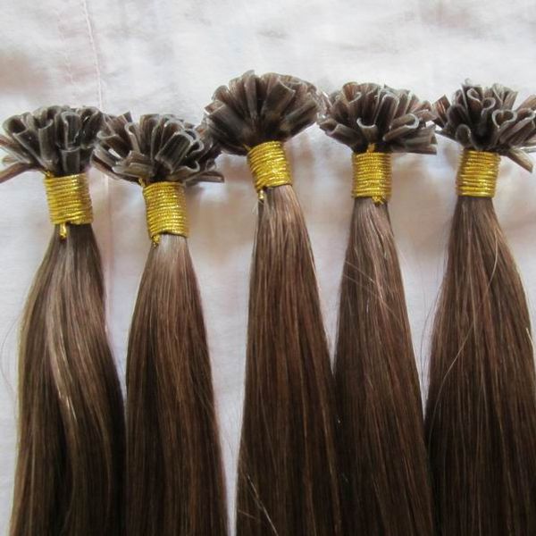 

new u tip extensions straight keratin hair 100g human hair medium brown 20"22"24" 26 color optional ali magic producer price, Black