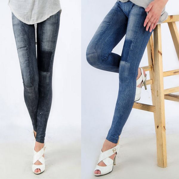 Wholesale- Sexy Womens Denim Jeans Skinny Leggings Jeggings Stretch Pencil Pants Trousers