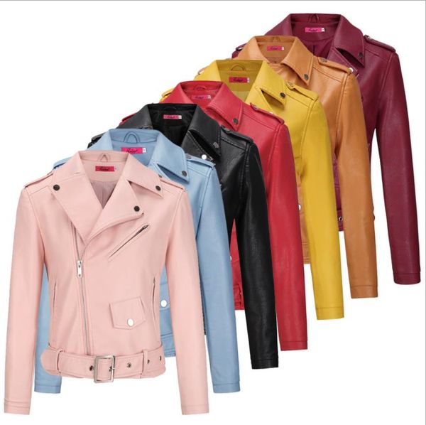 Fashion Multicolor Quality Leather Las Short Section Of Autumn And Winter Motorcycle Jacket Version Lapel Coat Cool For Women Italian