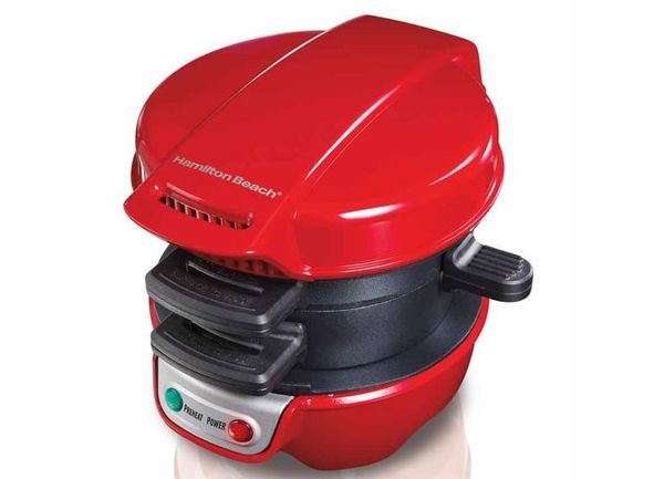 

diy hamilton beach 25476-cn home breakfast maker hamburger machine red multifunctional household sandwich machine bread fried eggs