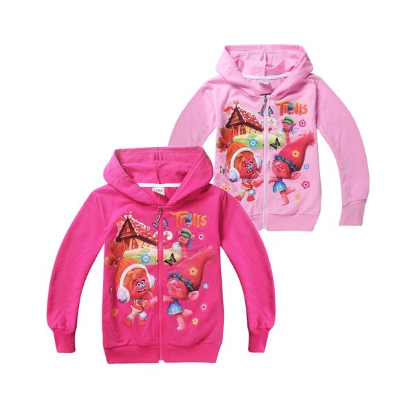 

cute kids coat hoodie sweatshirt cotton causal anime cartoon trolls hoodie for 4-12yrs children boys girls outerwear clothes hot, Black