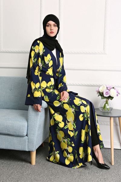 

new muslim women long sleeve abaya dress floral print islamic kaftan caftan dress s-xxl with belt, White;black