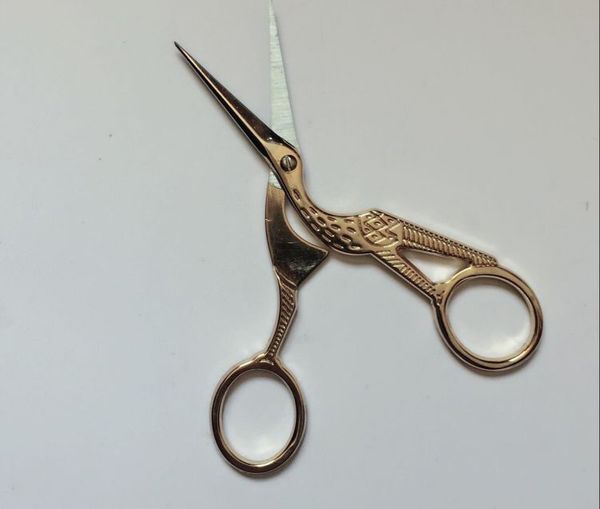 2019 High Quality 45 Stainless Steel Golden Plated Bird Shape Antique Scissors Diy Handcraft Fabric Sewing Scissors Needlework Tool From