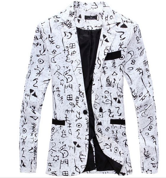 All'ingrosso- Blazer floreale stereo Abiti da uomo Blazer moda slim costume homme Blazer casual da uomo vestito verde bianco Cappotto spedizione gratuita M42