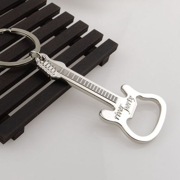 

wedding supplies keychain favors guitar alloy car key chain silver bottle opener baby shower party gifts