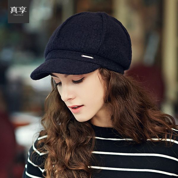 

wholesale-lady autumn and winter hat female korean british fashion leisure beret peaked cap tide all-match warm cap b-1532, Blue;gray