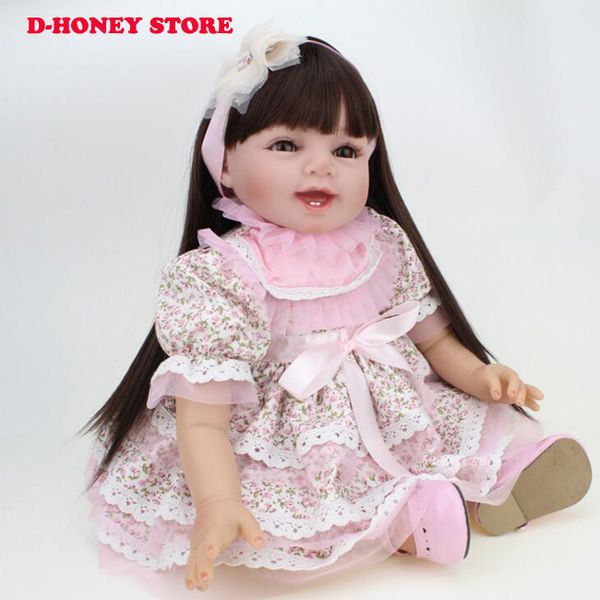 55cm Soft Silicone Reborn Baby Girls Dolls For Toddlers Long