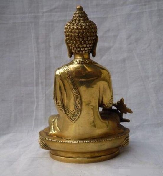 Statua del Buddha della medicina in ottone tibetano del Tibet Spedizione gratuita
